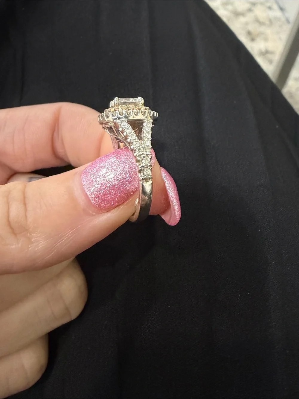 White and Rose Gold Oval Halo Earth-mined Diamond Ring (4.25)